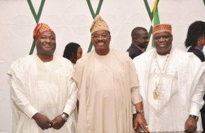 Photo: Ajimobi Plays Host To Pharmaceutical Society Of Nigeria From the left…the mmediate past President Pharmaceutical Society of Nigeria, Pharmacist Olumide Akintayo, Oyo State governor, Senator Abiola Ajimobi and the President, Pharmacist Ahmed Yankassi during the visit…