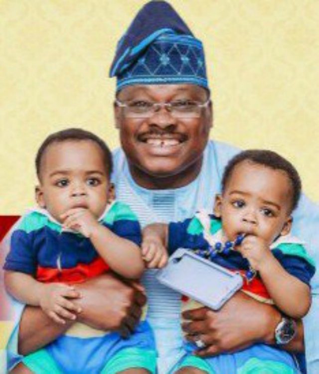 Oyo's Governor Abiola Ajimobi celebrating twins...