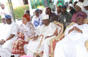 Photo: Ajimobi Attends 3rd Day Fidau Prayer For Kola Daisi’s Wife L-R: Governorship candidate of the All Progressives Congress in Oyo State, Chief Adebayo Adelabu; wife of the state governor, Chief Florence Ajimobi; the widower and foremost industrialist, Bashorun Kola Daisi; and state Governor, Senator Abiola Ajimobi…at the event…