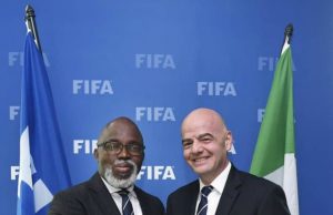 Pinnick Dismisses FIFA Leaks As Weak, Hopeless, Documents NFF's Amaju Pinnick, left, with FIFA Boss...