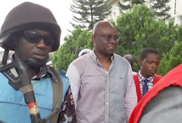 Ex-Governor Ayodele Fayose being heavily guarded...in Lagos...Monday morning...