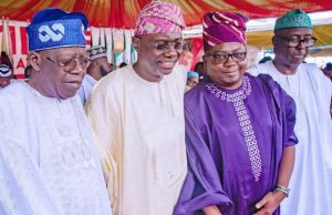 Photo: Check Out Adelabu, Oyo APC’s Guber Candidate With Tinubu, Others At Fayemi’s Inauguration L-R: Asiwaju Bola Tinubu,Babajide Sanwo-Olu, Adebayo Adelabu and Adeniyi Adebayo...at the event...on Tuesday...