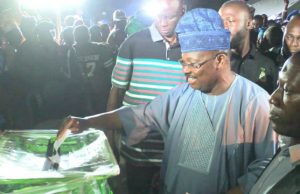 How Ajimobi Grabbed APC’s Oyo South Senatorial Ticket Senator Abiola Ajimobi, casting his vote during the Oyo South Senatorial District primary of the All Progressives Congress, held on the premises of Ibadan North Local Government, Agodi, on Tuesday; where the governor emerged the winner…