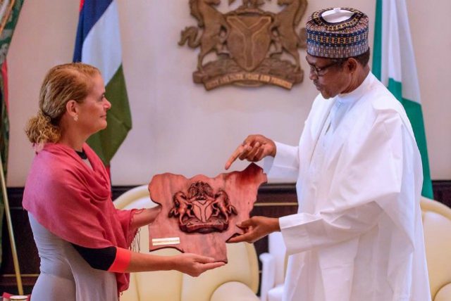 President Muhammadu Buhari, right, with the Governor General of Canada, Her Excellency Rt. Hon. Julie Payette