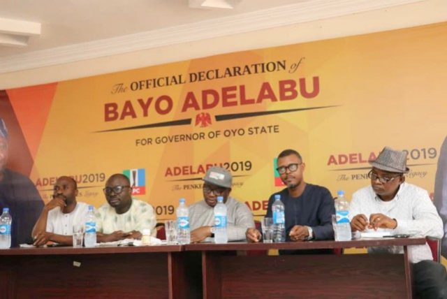 Chief Adebayo Adelabu, middle, with Yemi Sonde, Dayo Laniyan, Olayinka Agboola and others...at the event...