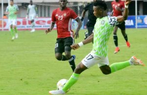 Kalu Is The Perfect Replacement For Moses -Rohr Samuel Kalu in action against Libyan side over the weekend...(dailypost photo)