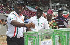 Seyi Makinde To Oyo People: We Will Walk The Talk To Make Our State Great Seyi Makinde, left, casting his vote at the Liberty Stadium, Ibadan venue of the PDP primary poll on Sunday...