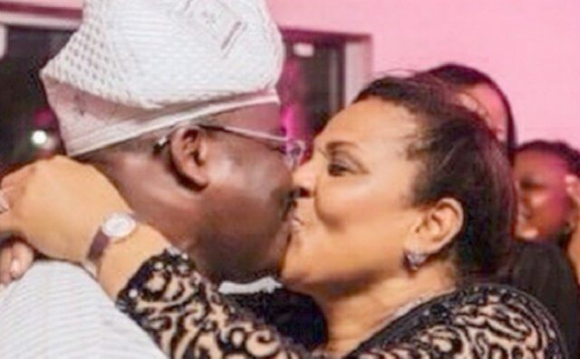 ...Senator Abiola Ajimobi and his lady-lover...captured in an extremely intimate mood...Happy Wedding Anniversary to the love-birds...