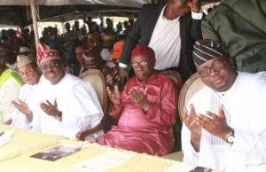 Ajimobi Attributes Administration’s Success, Second Term To Mercy Of God From left, Alaafin of Oyo, Oba Lamidi Adeyemi, Oyo State governor, Senator Abiola Ajimobi, representative of Chief Judge of Oyo State, Justice Moshood Abass and Oyo APC gubarnitorial candidate, Mr Bayo Adelabu during the celebration of 2018 Maulid Nabiyy held at remembrance arcade, government house, Ibadan.