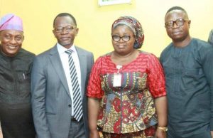 Photo: NTA Management Team Visits Oyo Governor’s Office L-R: Assistant Director (News), Nigerian Television Authority (NTA), Ibadan Network Centre, Mr Femi Johnson; Special Adviser on Communication and Strategy to Oyo State Governor, Mr Bolaji Tunji; Zonal Director of the centre, Engineer Omolola Olorode; and Senior Special Assistant (Media) to the state governor, Mr Akin Oyedele…during the visit…