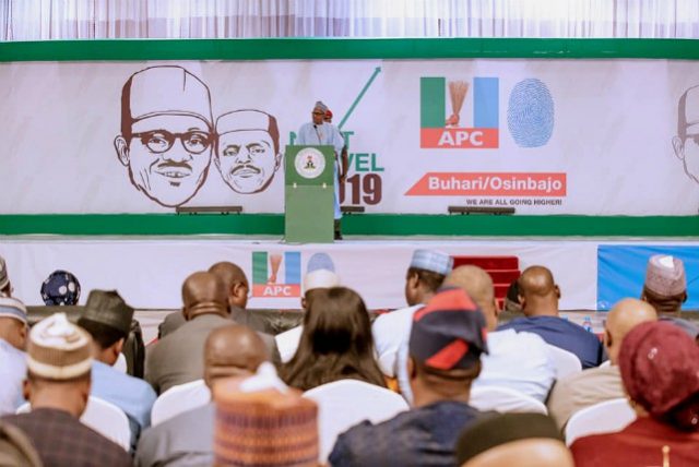President Muhammadu Buhari delivering his speech at the event...