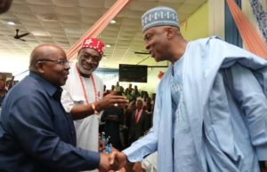 Why We Must Seek Greater Commitment To Eradicate Corruption – Saraki President of the Senate, Dr. Abubakar Bukola Saraki, ritht, with a former President of Tanzania, His Excellency, Benjamin Mkapa (Guest Lecturer) and Dr. Ben Ndi Obi, during the Zik Lecture…