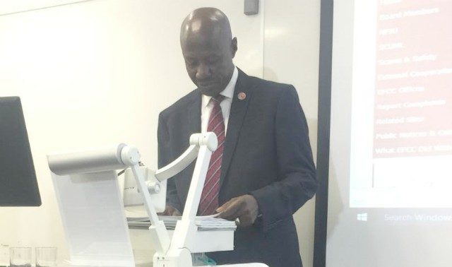 Ibrahim Magu...delivering a speech while in London...