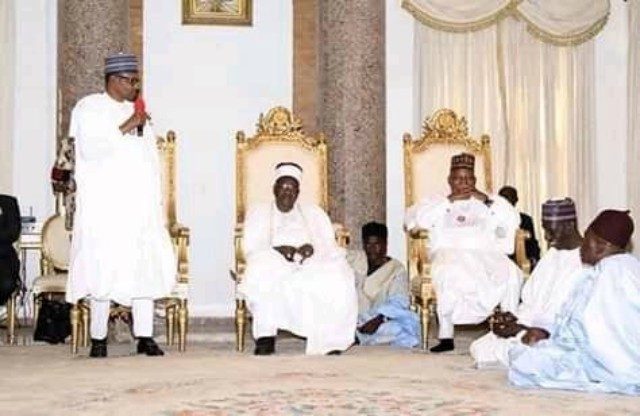 President Muhammadu Buhari addressing monarchs in Maiduguri...