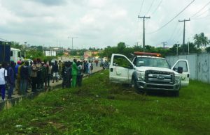 OYRTMA Officer Dies, Two Others Injured While On Hot Chase Of Traffic Law Violator In Ibadan ...the ill-fated OYRTMA truck...after the mishap...