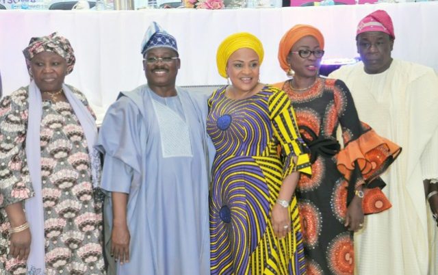 L-R: Former Chief Justice of Nigeria and special guest of honour, Hon Justice Aloma Marian Mukhtar, Oyo State governor, Senator Abiola Ajimobi his wife, Florence, wife of Lagos State governor, Mrs Abimbola Ambode and Oyo deputy governor, Otunba Moses Alake Adeyemo at the event…