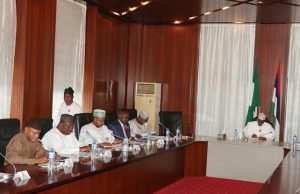 Buhari Meets Governors On N30,000 Minimum Wage, No Agreement Reached President Muhammadu Buhari, right, with some of the governors during the meeting...