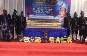 Dele Odule, Lere Paimo, Papalolo, Others Rise Up In Celebration Of Moses Adejumo Baba Sala The splendid arrangement for the lying-in-state of Snr Elder (Apostle) Dr Moses Olaiya Adejumo, MON...in Ibadan on Wednesday...