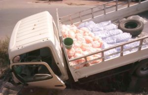 How Dele Pure Water Company Staff Was Attacked By ATWAP Agents, Miscreants At Aramoko Ekiti ...the truck...in the ditch...after being attacked...