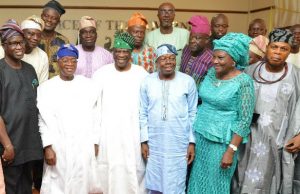 Photo: When Iwude Ijesaland Festival’s Committee Visited Osun Governor From the left…Osun deputy governor Benedict Gboyega Alabi; Governor Gboyega Oyetola; Chairman Iwude Ijesaland Festival planning committee, Chief Olu Falomo; Professor Olu Aina; Mrs Gbadebo Ajayi; Chief Ayo Ayo and others, during the visit…