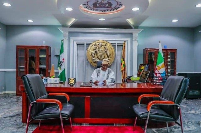 Governor Gboyega Oyetola...in his new office...