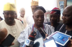 Officially, Ladoja Declares For Zenith Labour Party, Announces Sharafadeen Ali As Guber Candidate Senator Rashidi Ladoja, right, with Barrister Sharafadeen Alli, with media men on Thursday morning...