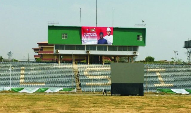 ...the Obafemi Awolowo Stadium...ready to host the wife of President Muhammadu Buhari...