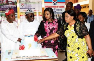 Nine-Years Of Uninterrupted Academic Activities Celebrated By Afe Babalola University Aare Babalola (second left); his wife Yeye Aare Modupe (right); Prof. Ajisafe (left) and Registrar Lady Christie Oluborode in Ado-Ekiti...at the weekend