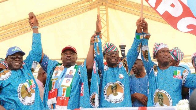 The gubernatorial candidate of APC in Lagos State, Mr Babajide Sanwo-Olu being presented at the event...