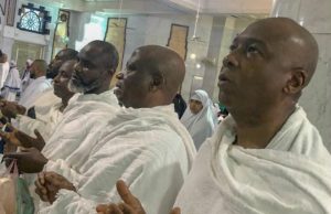Photo: Saraki Spotted Performing Umrah In Saudi Arabia Dr Bukola Saraki, right, with others...