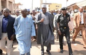 Joint Security Task Force On 2019 Polls Set Up By Kwara Government Governor Abdulfatah Ahmed of Kwara State, middle, with others, while inspecting the affected areas...