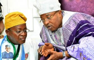 Photo: Osun Governor In Iwo/Ede Towns For Town Hall Meeting Governor Gboyega Oyetola of Osun State, left, with the Oluwo of Iwo, Oba AbdulRasheed Adewale Akanbi...during the Iwo leg of the town hall meeting...