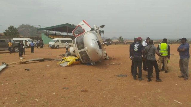 ...Vice President Yemi Osinbajo's helicopter after crashlanding...
