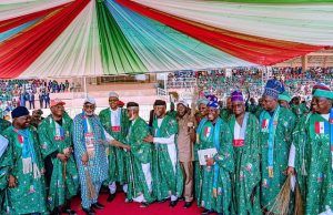 Photos: Buhari Takes Presidential Campaign To Ekiti State President Muhammadu Buhari with Governors of the South West states and others...in Ado Ekiti...