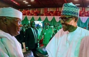 Presidential Poll: Rigging Will Lead To Emergence Of A Third Force – Cleric Alhaji Atiku Abubakar, left, with President Muhammadu Buhari...the two major contenders...