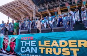 At Buhari’s Rally In Lagos, Tinubu Gives Reasons Why Atiku Should Not Be Voted For Asiwaju Bola Tinubu and others at the rally...