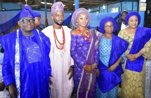Day Gbade Ojo, Ajimobi’s COS Gave Out Daughter In Style R-L: Oyo State First Lady, Chief (Mrs) Florence Ajimobi, Bride’s mother, Dr (Mrs) Ronke Ojo, Bride, Mrs Temitope Adewunmi Tifase, the Groom, Mr Taiwo Oladayo Tifase and bride’s father, Dr Gbade Ojo at the engagement...
