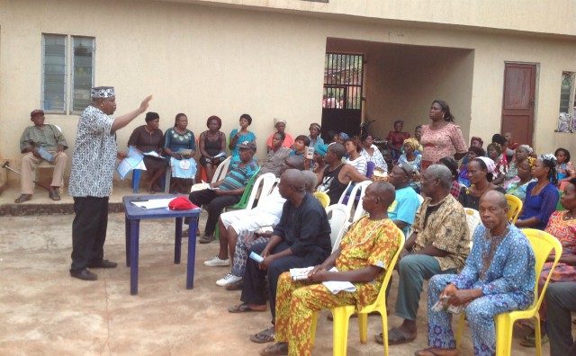 MaziOmife I. Omife, leader of Atiku Immutable Mandate (AIM) Group addressing members of the Group during the South East Zone Advocacy and Stakeholders meeting on “Voting Right” in Awka…
