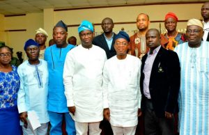 Osun Governor Inaugurates Seven-Man Committee For OSBC Governor Adegboyega Oyetola and others after the inauguration of the committee...