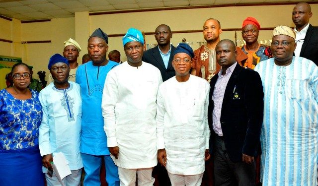 Governor Adegboyega Oyetola and others after the inauguration of the committee...