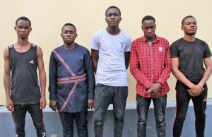 Again, EFCC Arrests Another Set Of ‘Yahoo Boys’, N31m Recovered L-R: Daniel Effiong, Duru Paul, David Gold, Moses Gold, Eke Kelechi