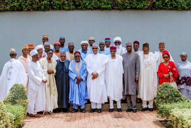 President Buhari With the Members of Arewa Consultative Forum during their visit...