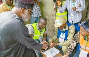 Photo: When Ondo’s Gov Akeredolu Voted In Owo Ondo's Governor Oluwarotimi Akeredolu getting ready to vote on Saturday...