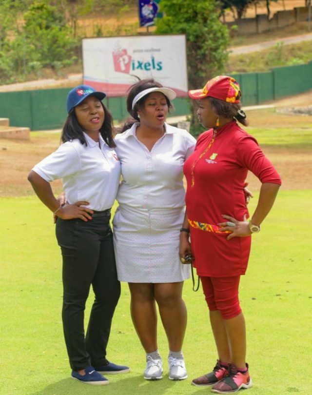 Photo captions: (left to right) Omolaraeni Olaosebikan, CEO Pixels Digital Photo Lab., Dr. Tope Farombi, the lady captain Ibadan Golf Club and Sumbo Oshile, former Lady Captain and member planning committee 2019 Ladies Open Tournament…