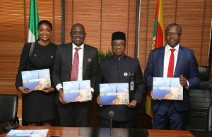 Performance: SNEPCo’s Partners Express Excitement L-R: Delivery Integration Lead, Shell Nigeria Exploration and Production Company (SNEPCo), Solape Akinola; SNEPCo’s Managing Director, Bayo Ojulari; Group Managing Director of NNPC, Maikanti Baru; and General Manager, Business and Government Relations of Shell Nigeria, Bashir Bello, at the recent presentation of the book: ‘In Pursuit of Excellence’ a compendium of SNEPCo’s deep offshore story and feats to the leadership of NNPC in Abuja