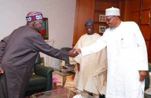 Photo: When Buhari Played Host To Tinubu, Bisi Akande At Aso Rock L-R: Senator Bola Tinubu, Chief Bisi Akande and President Muhammadu Buhari...