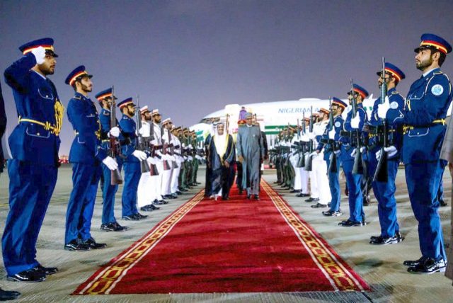 ...President Muhammadu Buhari...on the red carpet on arrival...