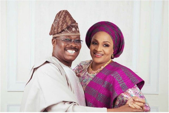 The governor of Oyo State, Senator Abiola Ajimobi and his wife, 'Flori'...