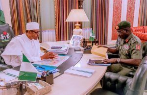 Buhari Orders Security Chiefs To Ruthlessly Deal With Kidnappers, Others President Muhammadu Buhari, left, receiving briefings in his office on Thursday...