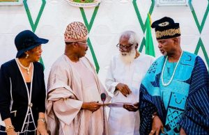 Founding Broadcasters To Ajimobi: Don’t Obliterate First 27 Years Of WNTV L-R: Nigeria's first female Senior Advocate of Nigeria, Chief Folake Solanke; Oyo State Governor, Senator Abiola Ajimobi; a former Nigeria's Ambassador to the Philippines, Chief Yemi Farounbi; and a former General Manager, Corporate Affairs, Odua Investment Company Limited, Chief Lekan Alabi, during the visit...
